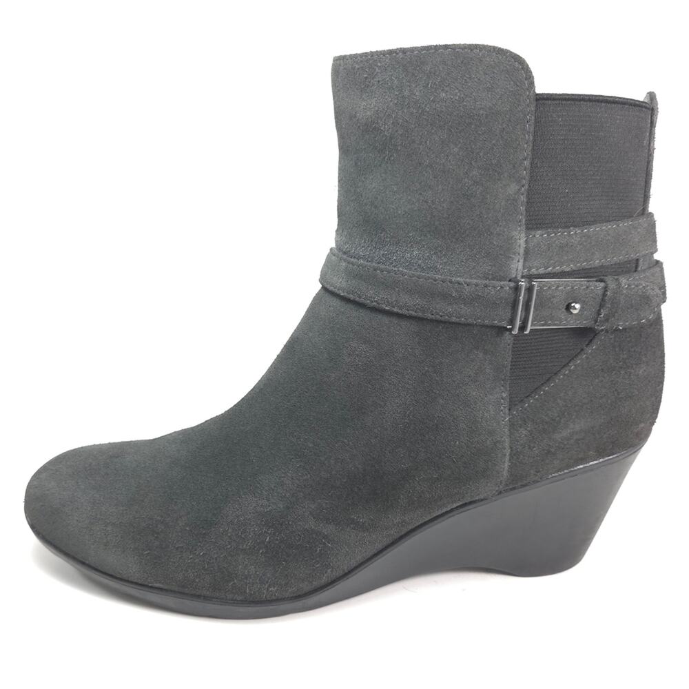 Blondo Lacey Waterproof Charcoal Suede Wedge Ankle Bootie Sz 11